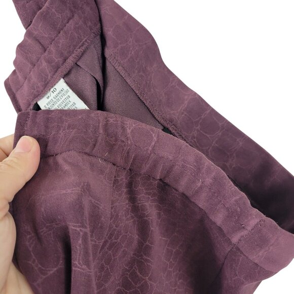 Crocodile Print Plum Purple Pants Women 9/10  Business Casual Retro Style Lounge - Picture 12 of 14
